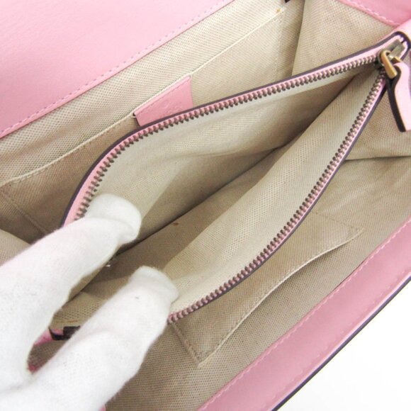 GUCCI Pink Leather Bamboo Shoulder Bag - Picture 15 of 16